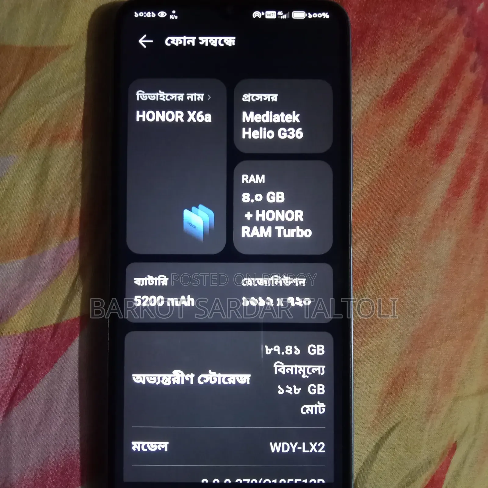 অনার এক্স৬এ ১২৮ জিবি