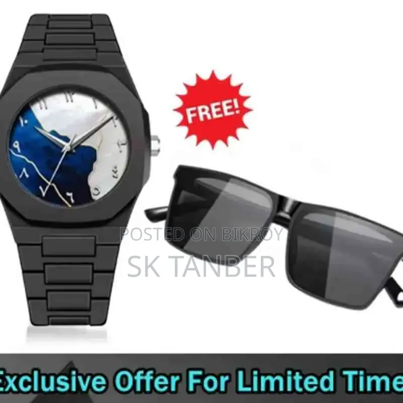 Arabic Watch With Stylish Sunglass Free