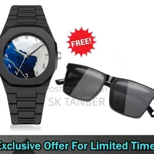 Arabic Watch With Stylish Sunglass Free