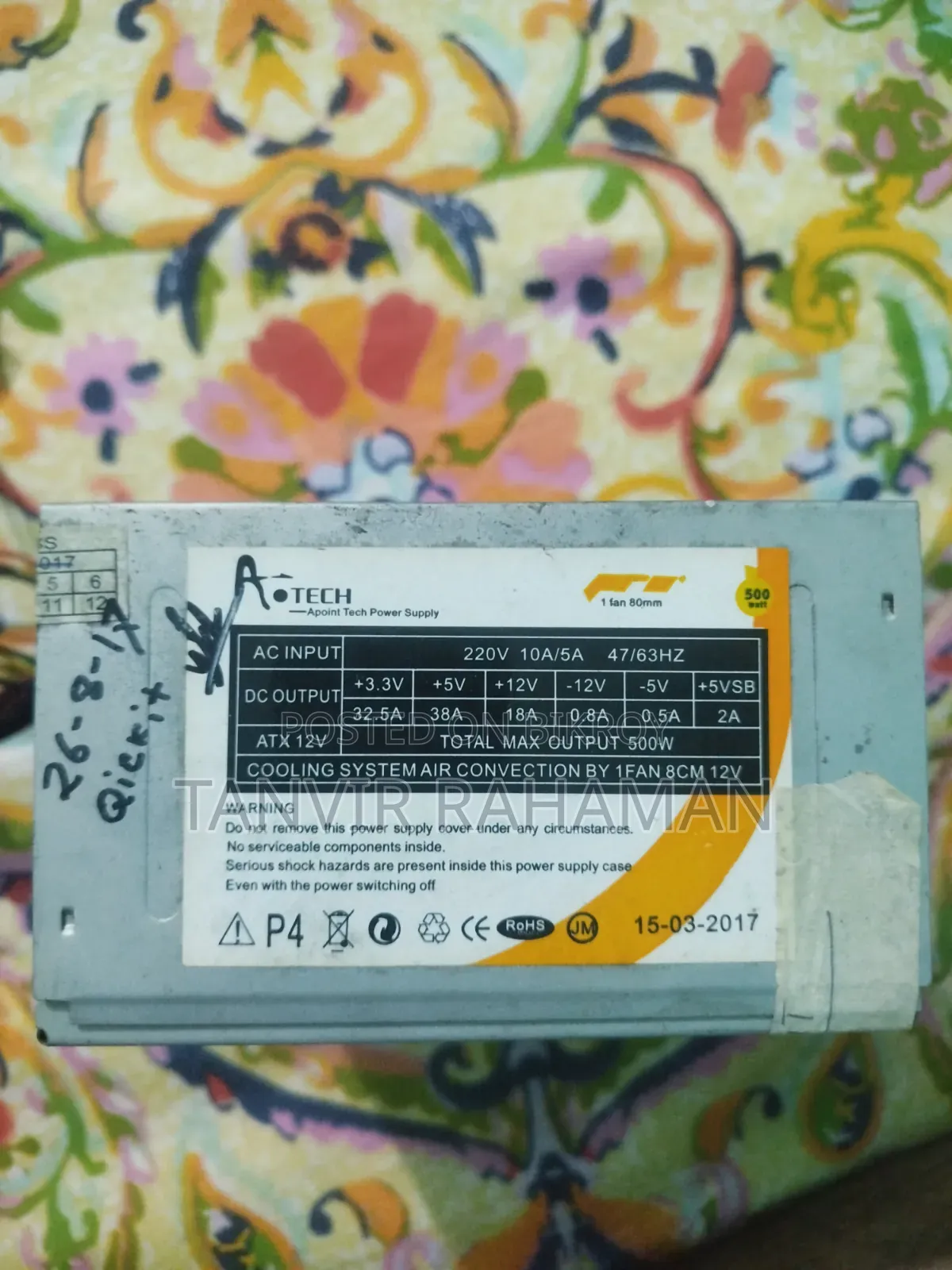 Apoint Tech 500 Watt Power Supply . True 250-300 Watt