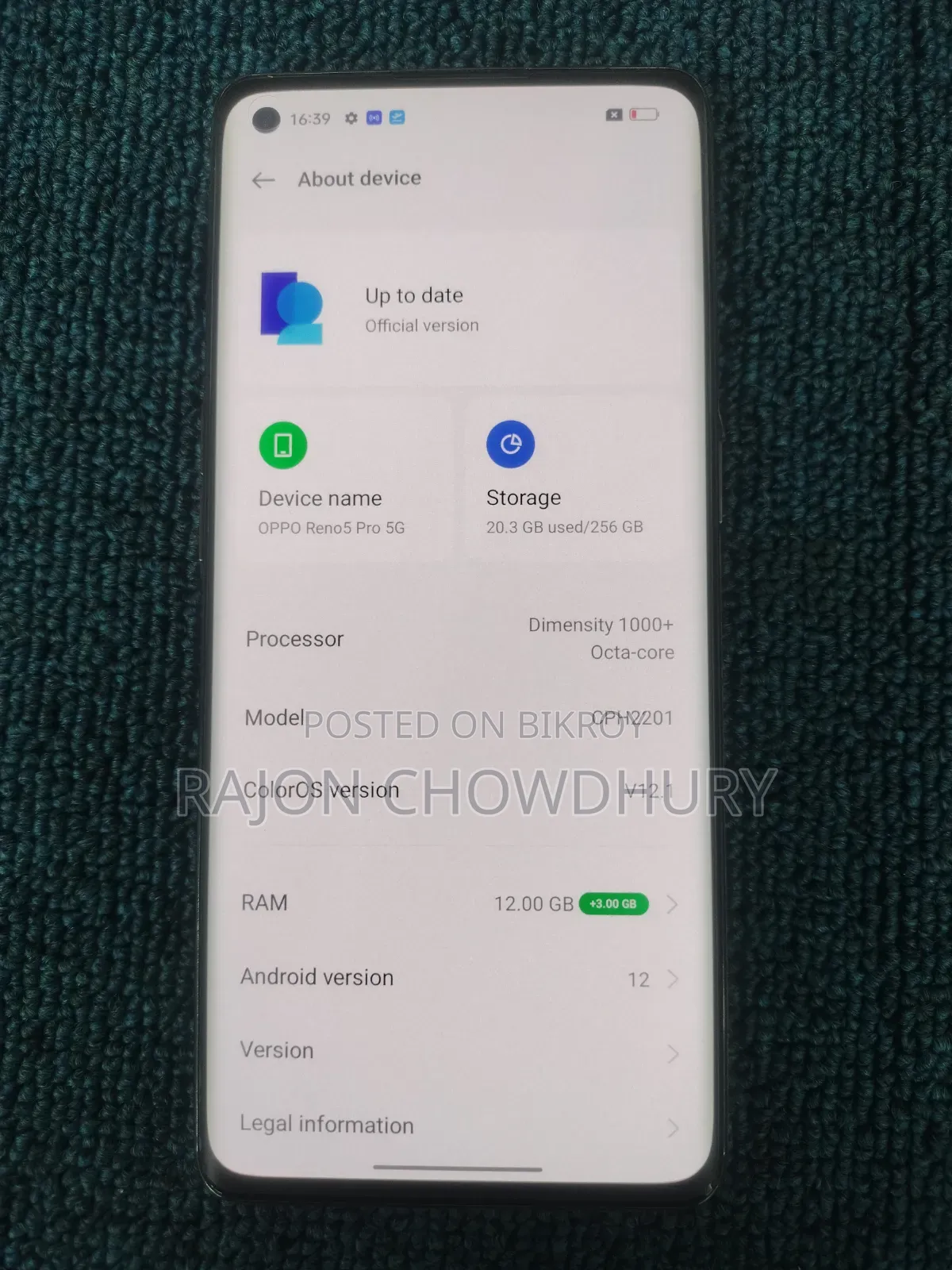Oppo Reno 5 256 GB Black