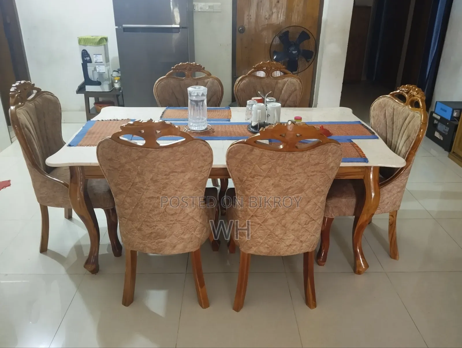 মার্বেল ডাইনিং টেবিল ৬ চেয়ারসহ