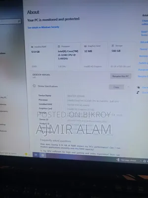 ডেস্কটপ কম্পিউটার ১২জিবি ইন্টেল কোর আই৩ এইচডিডি+এসএসডি ৫১২জিবি