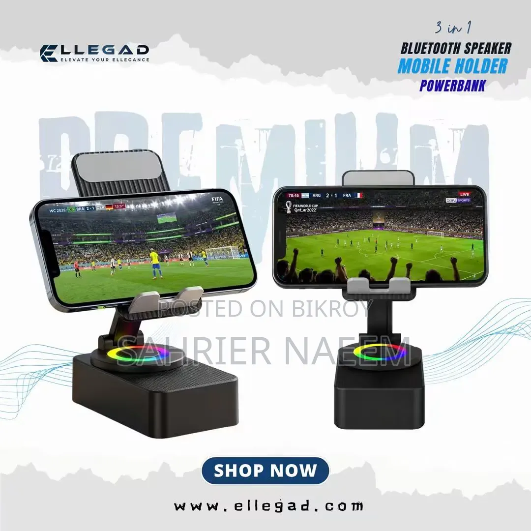 3-in-1 Bluetooth Speaker, Powerbank and Mobile Holder