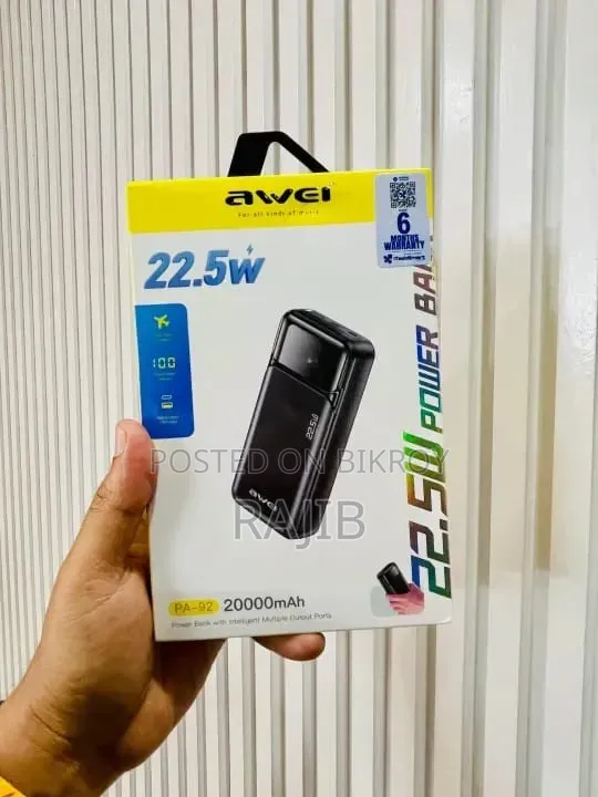 Awei PA-92 22.5W Fast Charging Power Bank (20,000mAh)