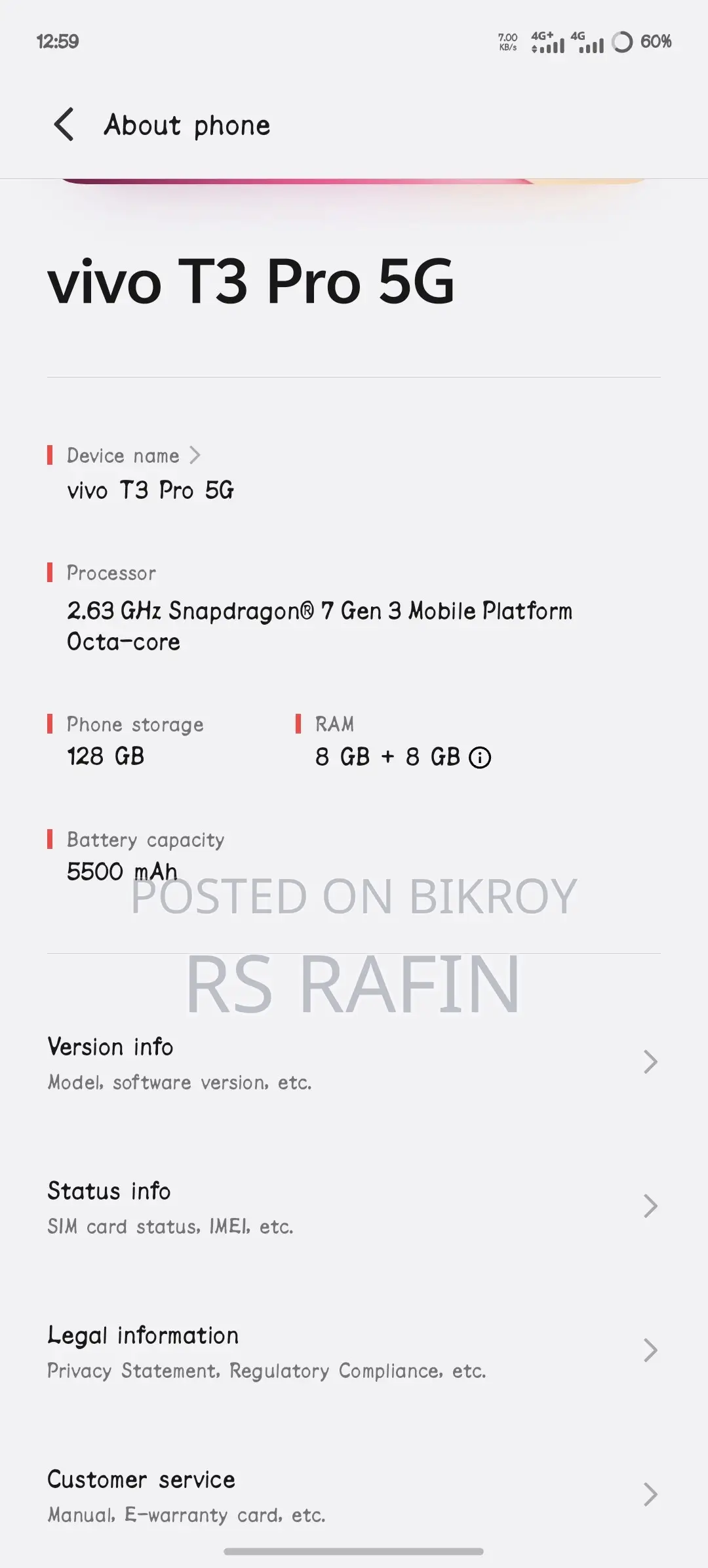 ভিভো টি৩ প্রো ১২৮ জিবি ব্ল্যাক