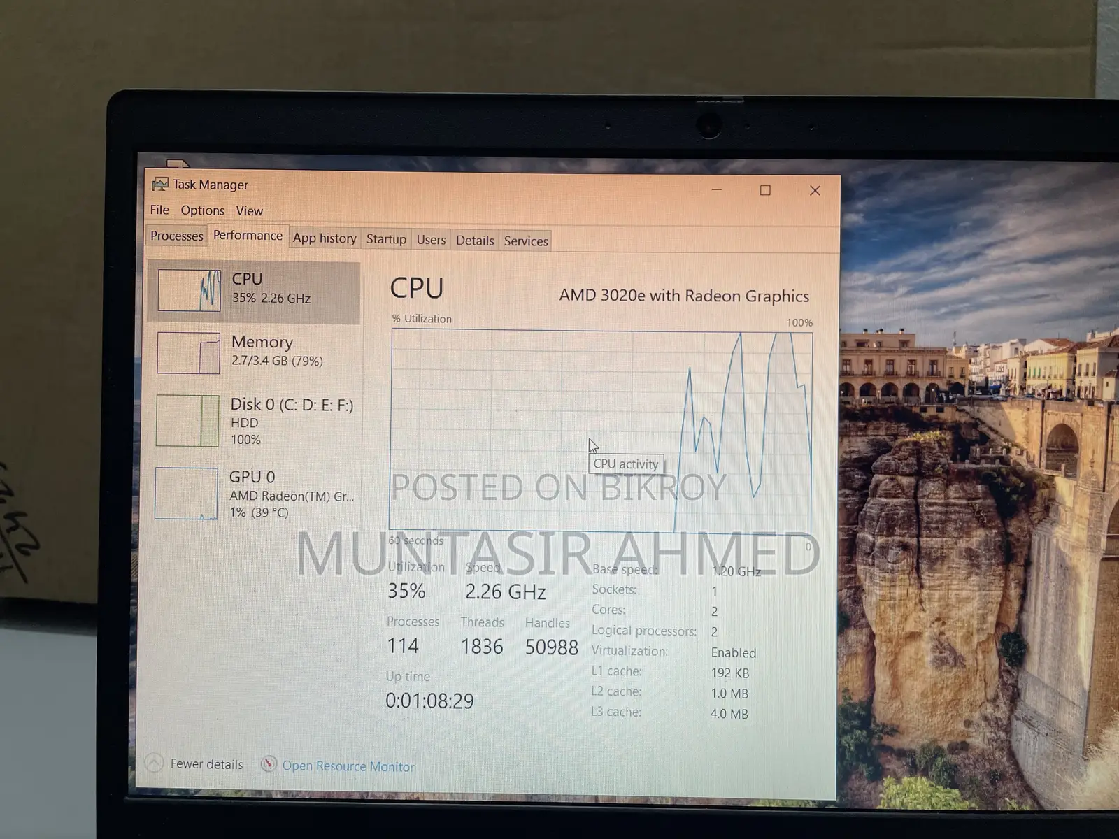 Laptop Lenovo Ideapad 3 4GB AMD Ryzen HDD 1T