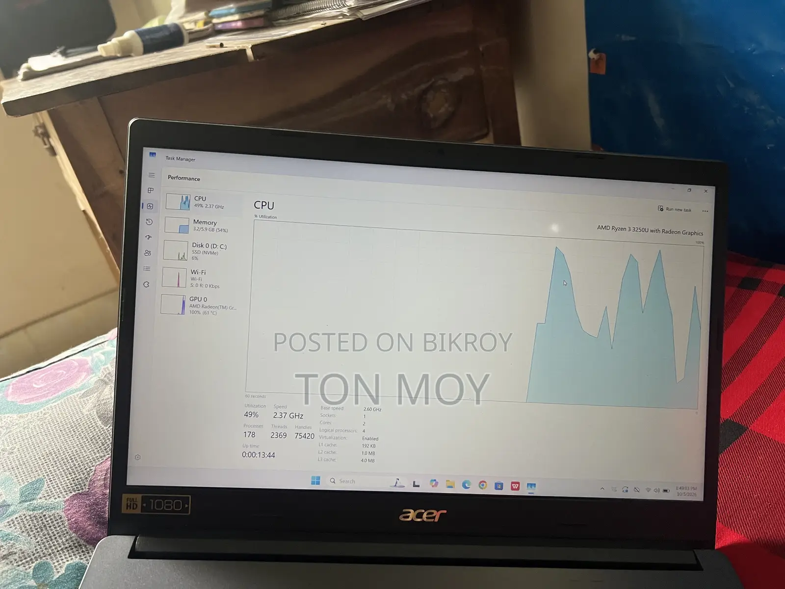Laptop Acer Aspire 3 8GB AMD Ryzen 3 SSD 256GB