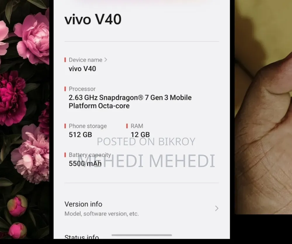 Vivo V40 5G 512 GB Purple
