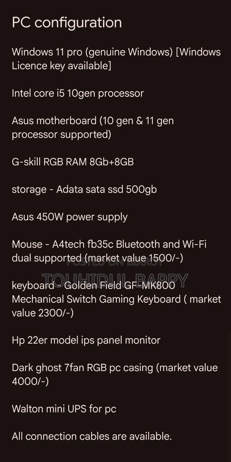 Desktop Computer Asus 16GB Intel Core i5 SSD 512GB
