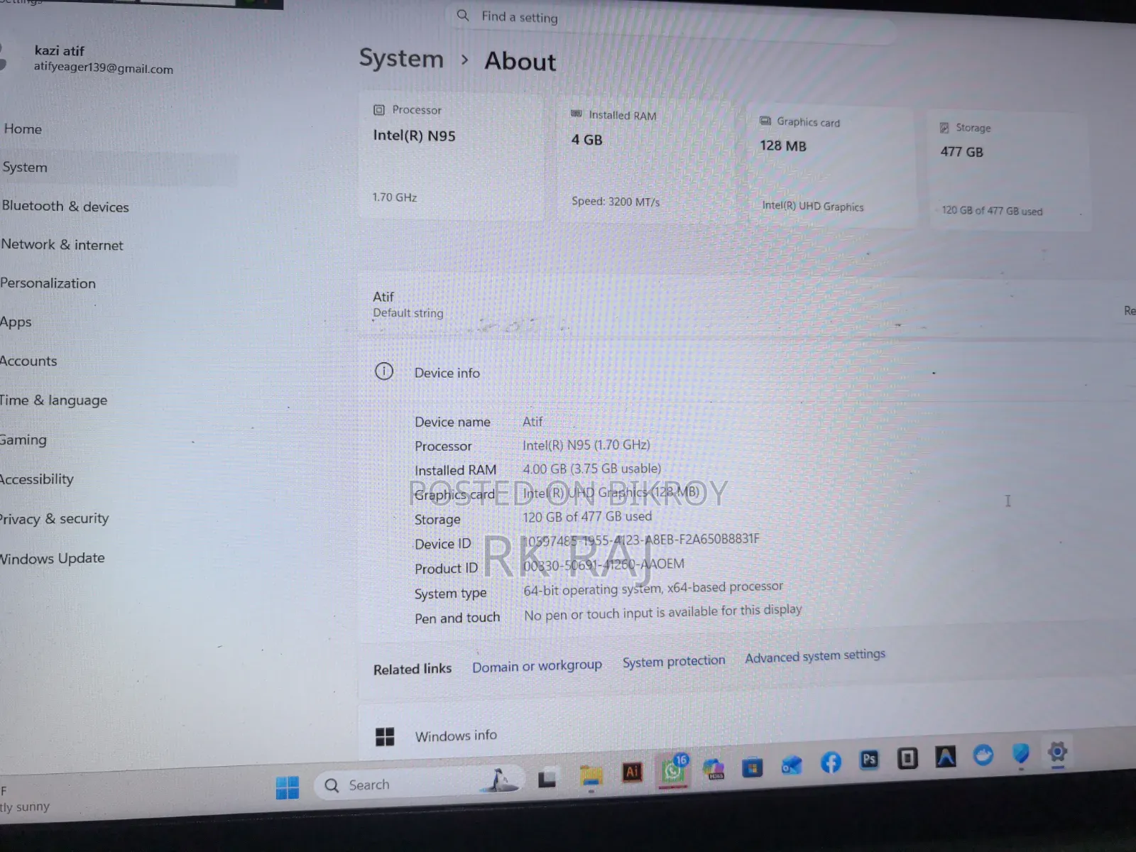 Laptop 32GB Intel SSD 512GB