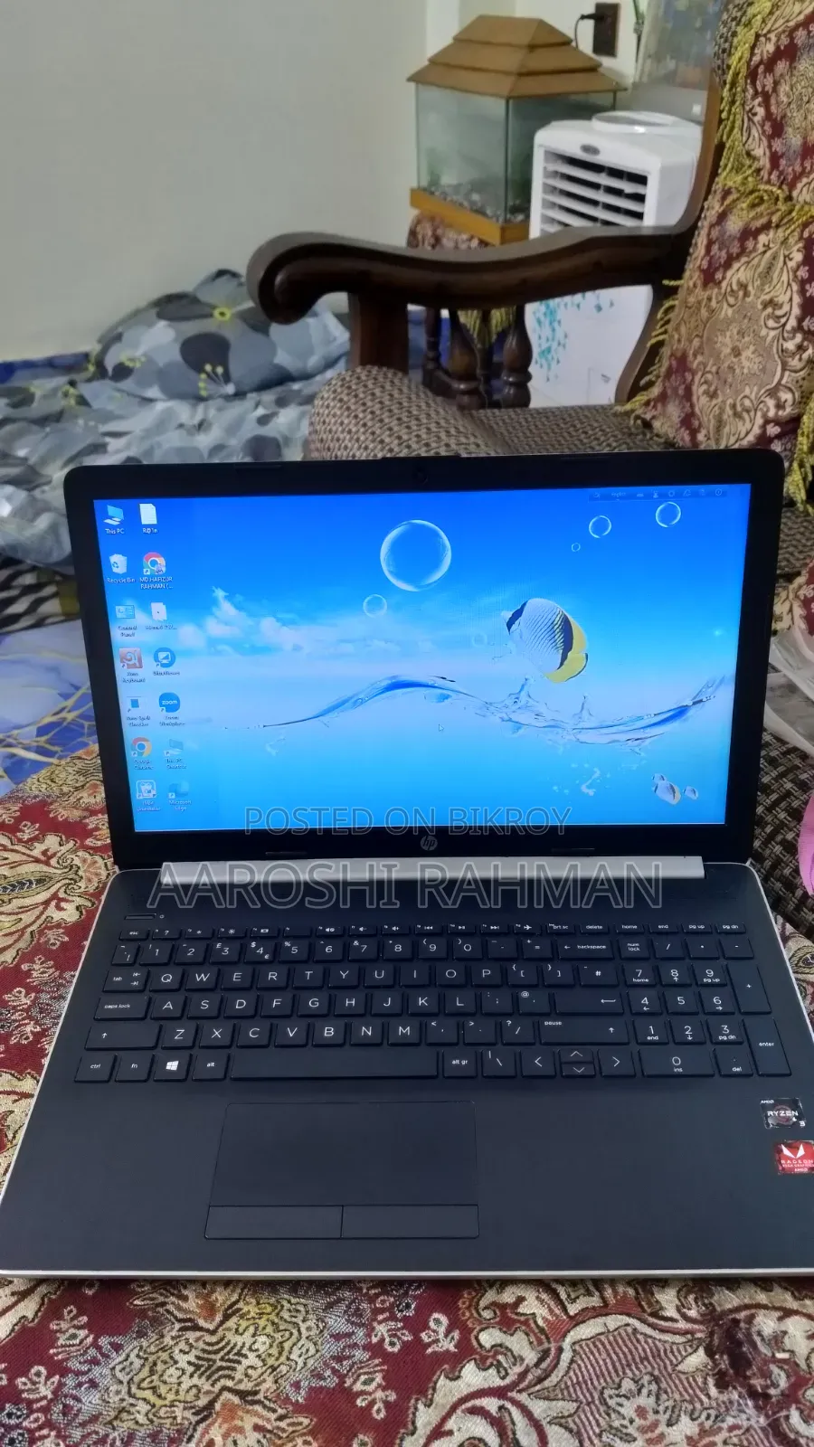 ল্যাপটপ এইচপি ১৫ ৮জিবি এএমডি রাইজেন ৩ এসএসডি ১২৮জিবি