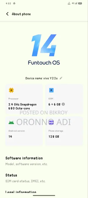 Vivo Y22s 128 GB Blue
