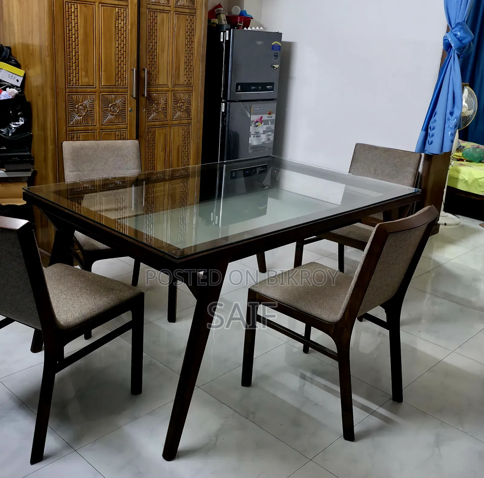 HATIL Almost New 6-Chair Glass Top Dining Table