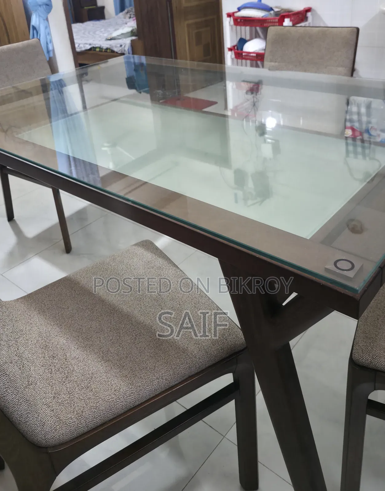 HATIL Almost New 6-Chair Glass Top Dining Table