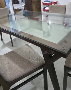 HATIL Almost New 6-Chair Glass Top Dining Table