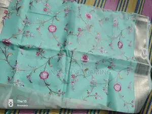ফ্রেশ মিন্ট কালার অর্গানজা এমব্রয়ডারি শাড়ি
