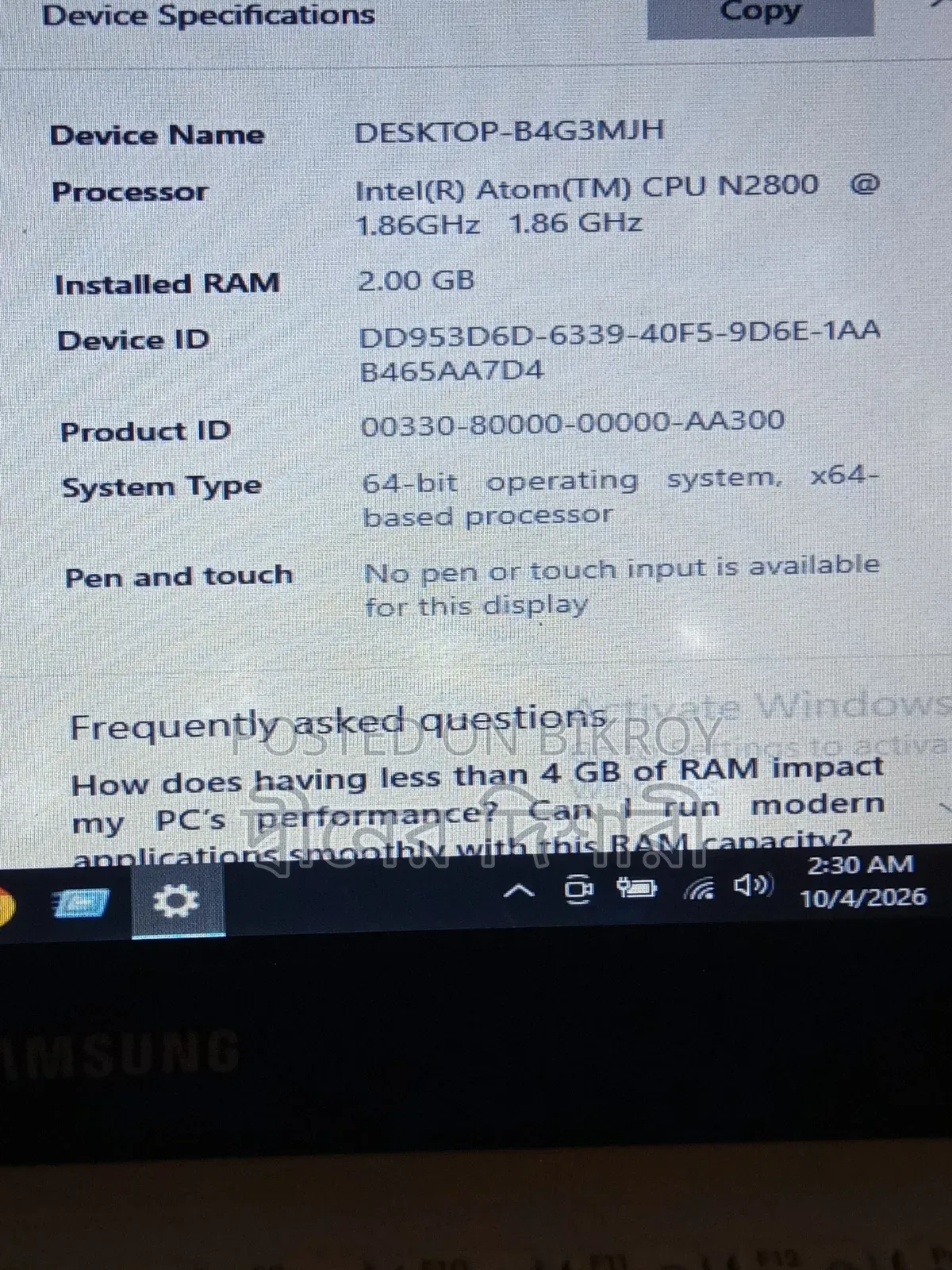 Laptop Samsung NC110P 2GB Intel Atom HDD 320GB