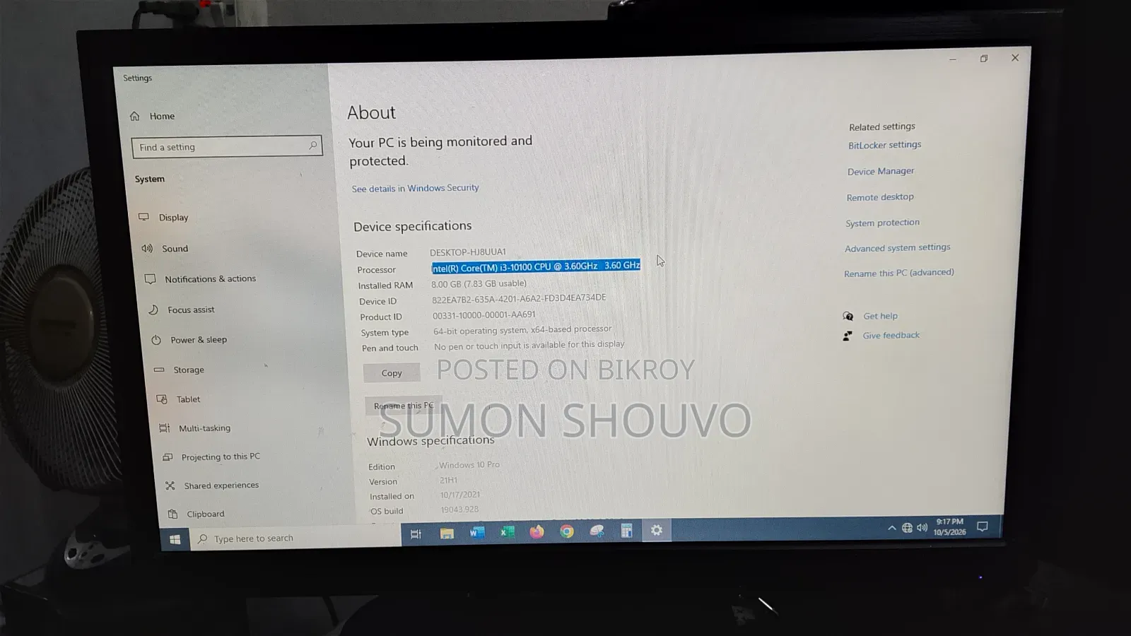 Desktop Computer Dell 8GB Intel Core i3 SSD 256GB