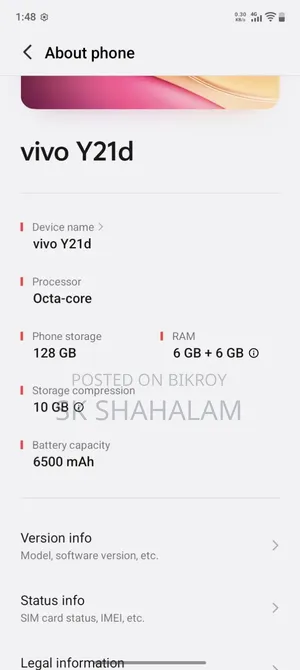 Vivo Y21d 128 GB Black
