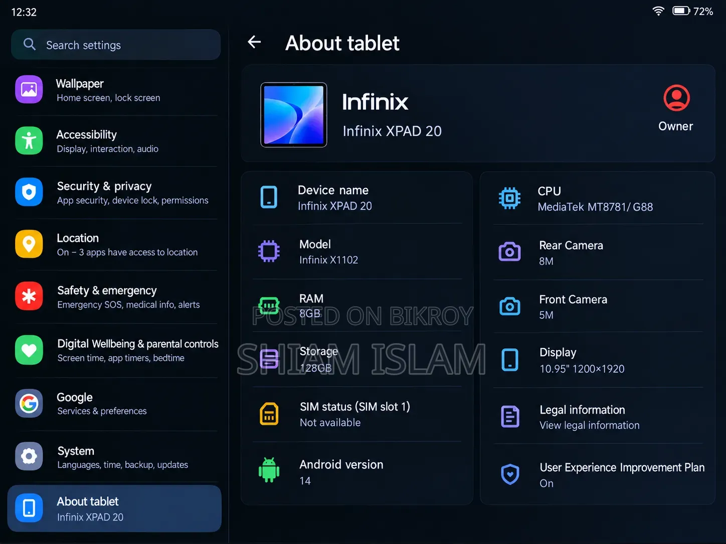 Infinix Xpad 20 128 GB Silver