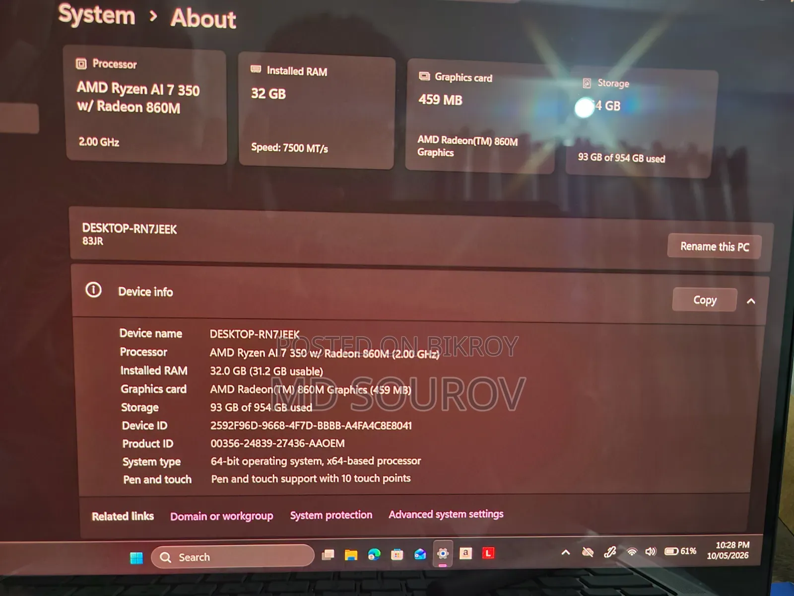 New Laptop Lenovo 32GB AMD Ryzen 7 SSD 1T
