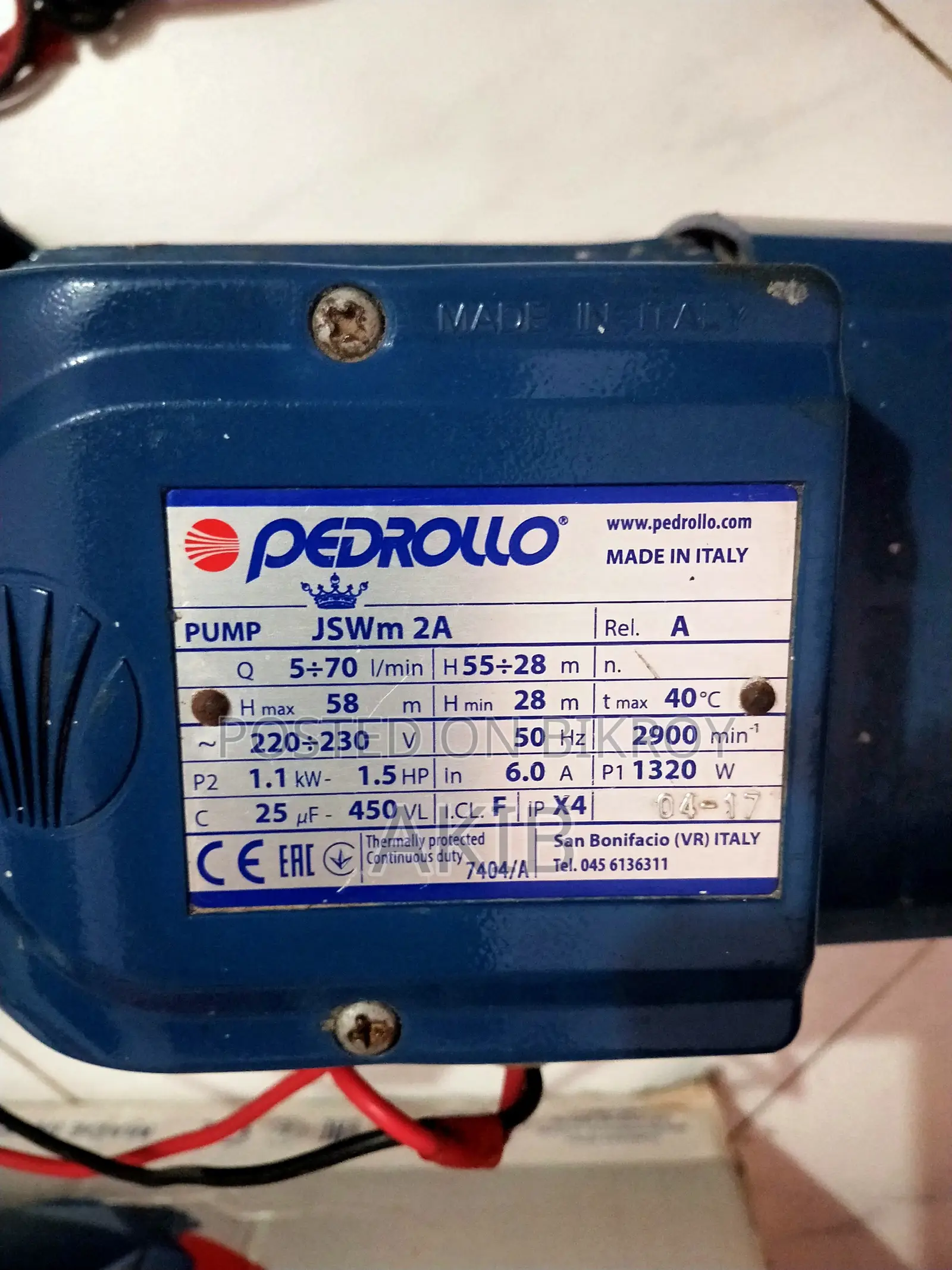 Pedrollo Water Pump 1.5hp