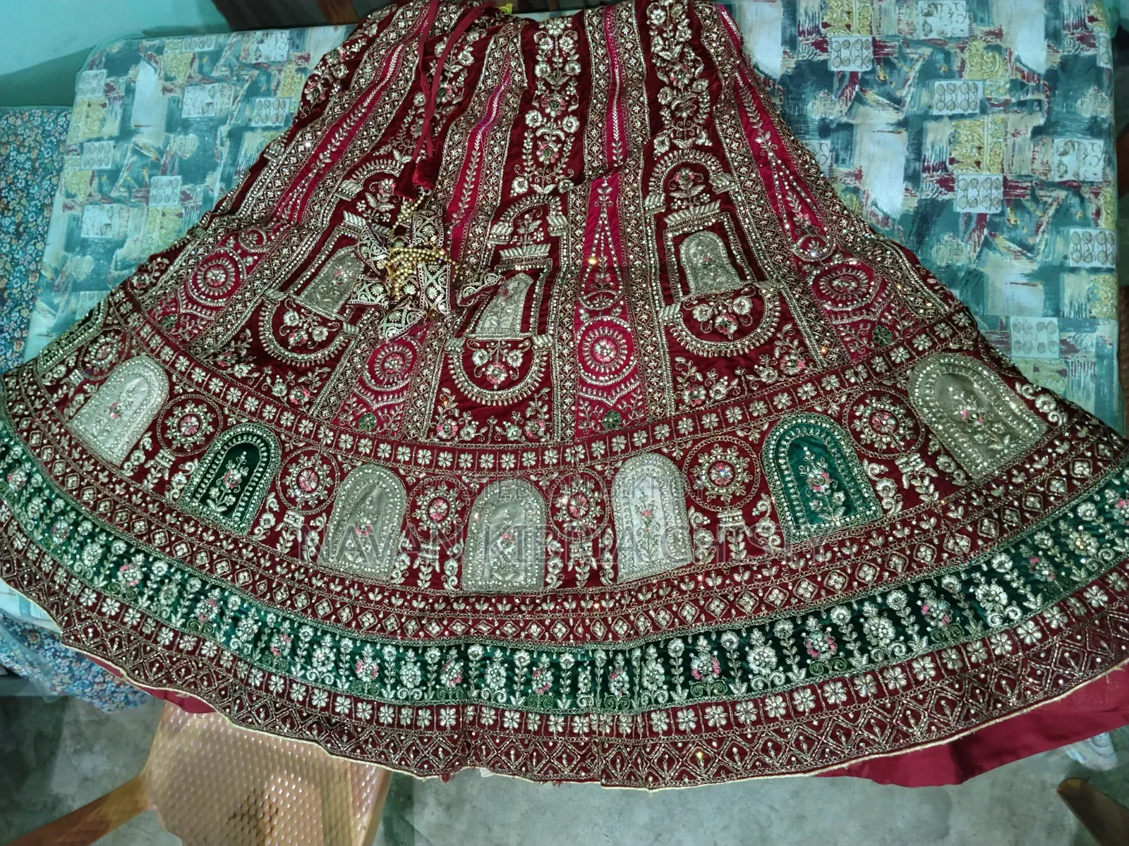 Gorgeous Red Pearl Work Lehenga for Sale