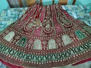 Gorgeous Red Pearl Work Lehenga for Sale