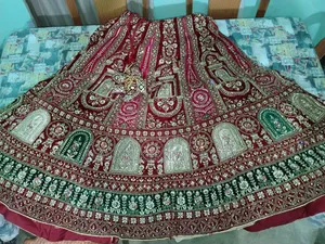 Gorgeous Red Pearl Work Lehenga for Sale