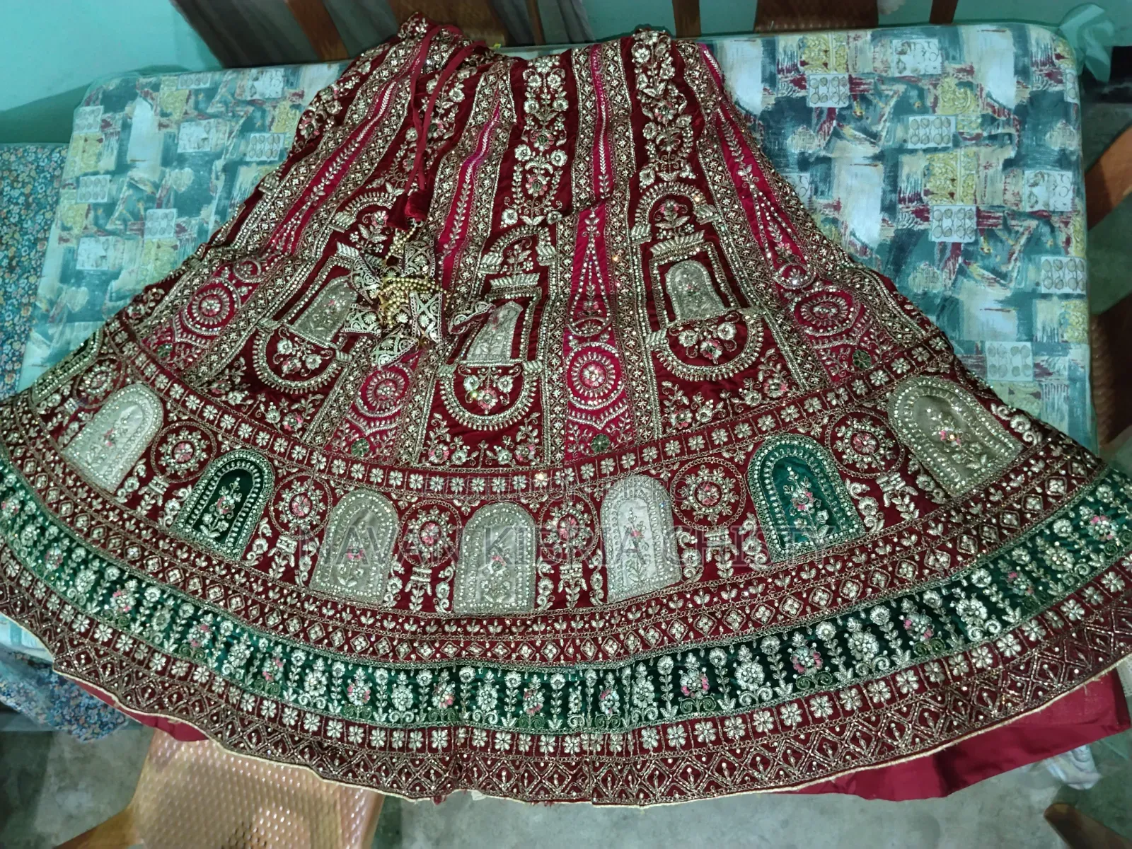Gorgeous Red Pearl Work Lehenga for Sale