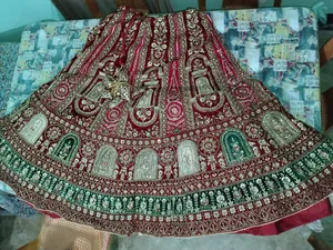 Gorgeous Red Pearl Work Lehenga for Sale