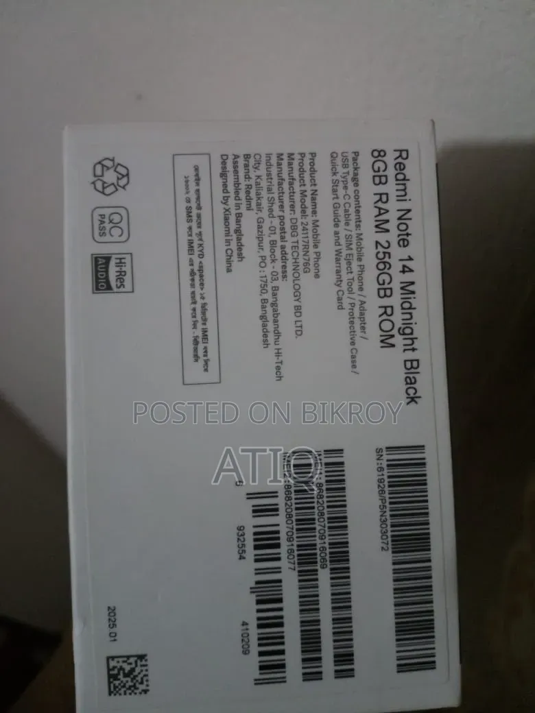Xiaomi Redmi Note 14 4G 256 GB Black