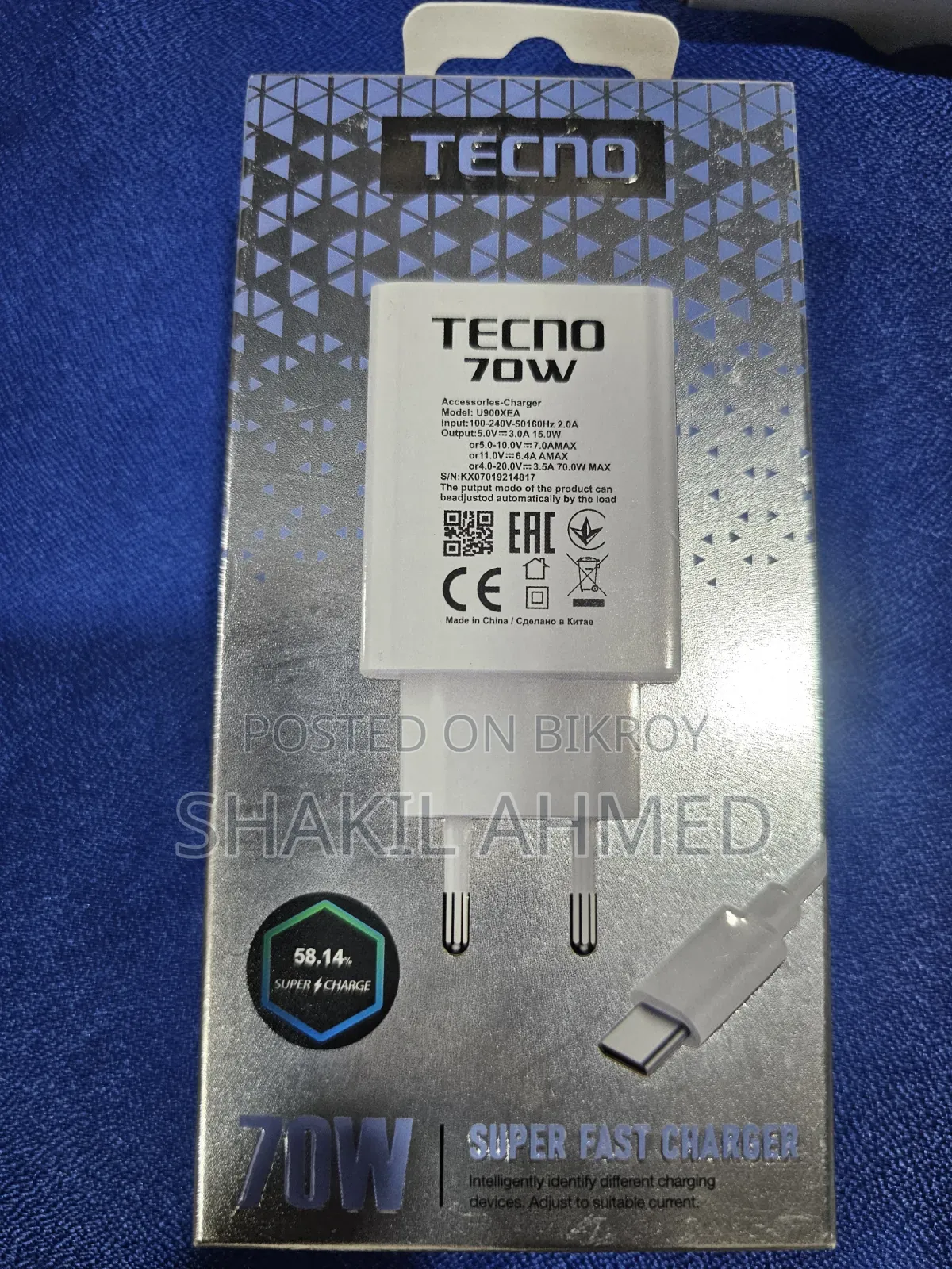 Tecno 70w Super Fast Charger