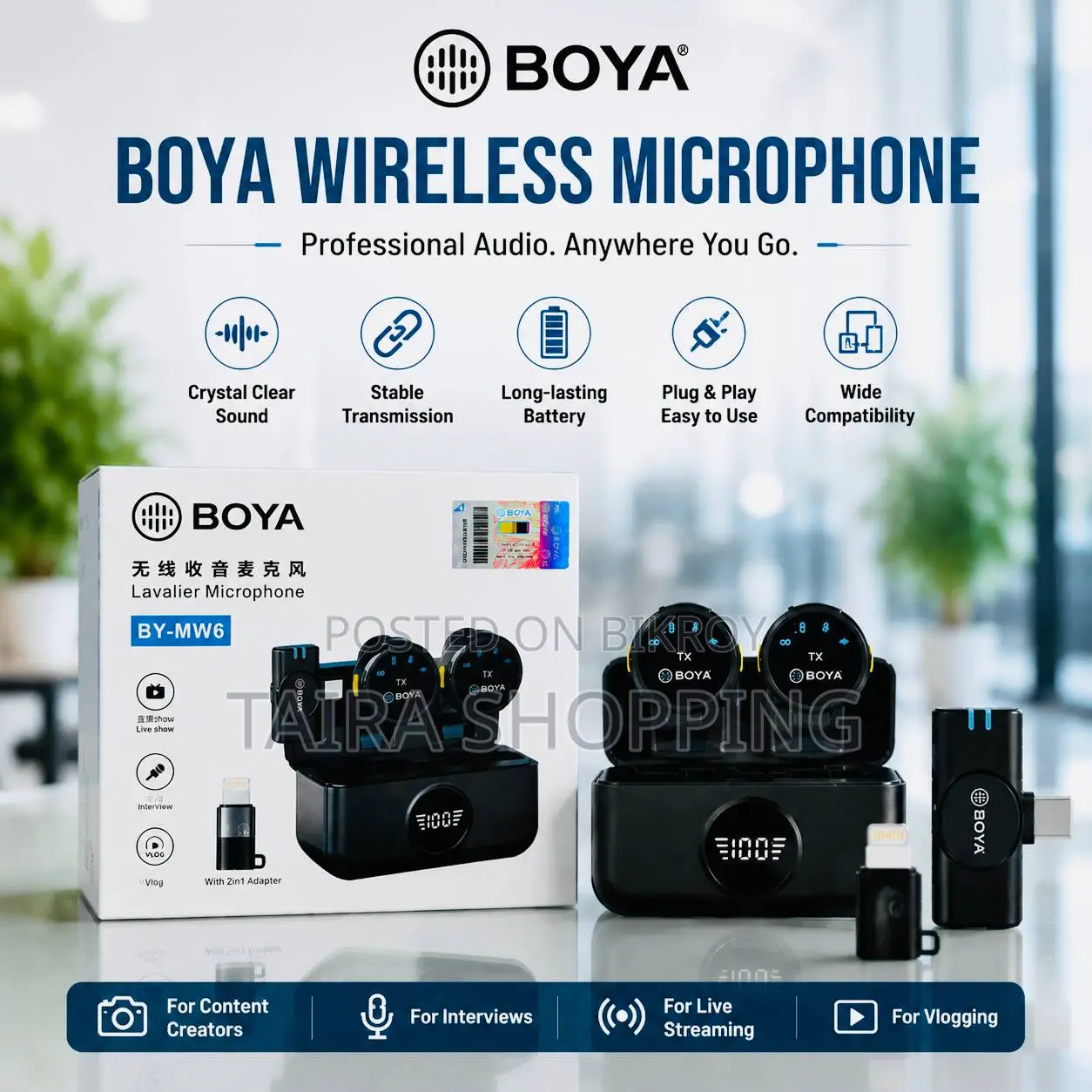 BOYA BY-MW6 Wireless Lavalier Microphone