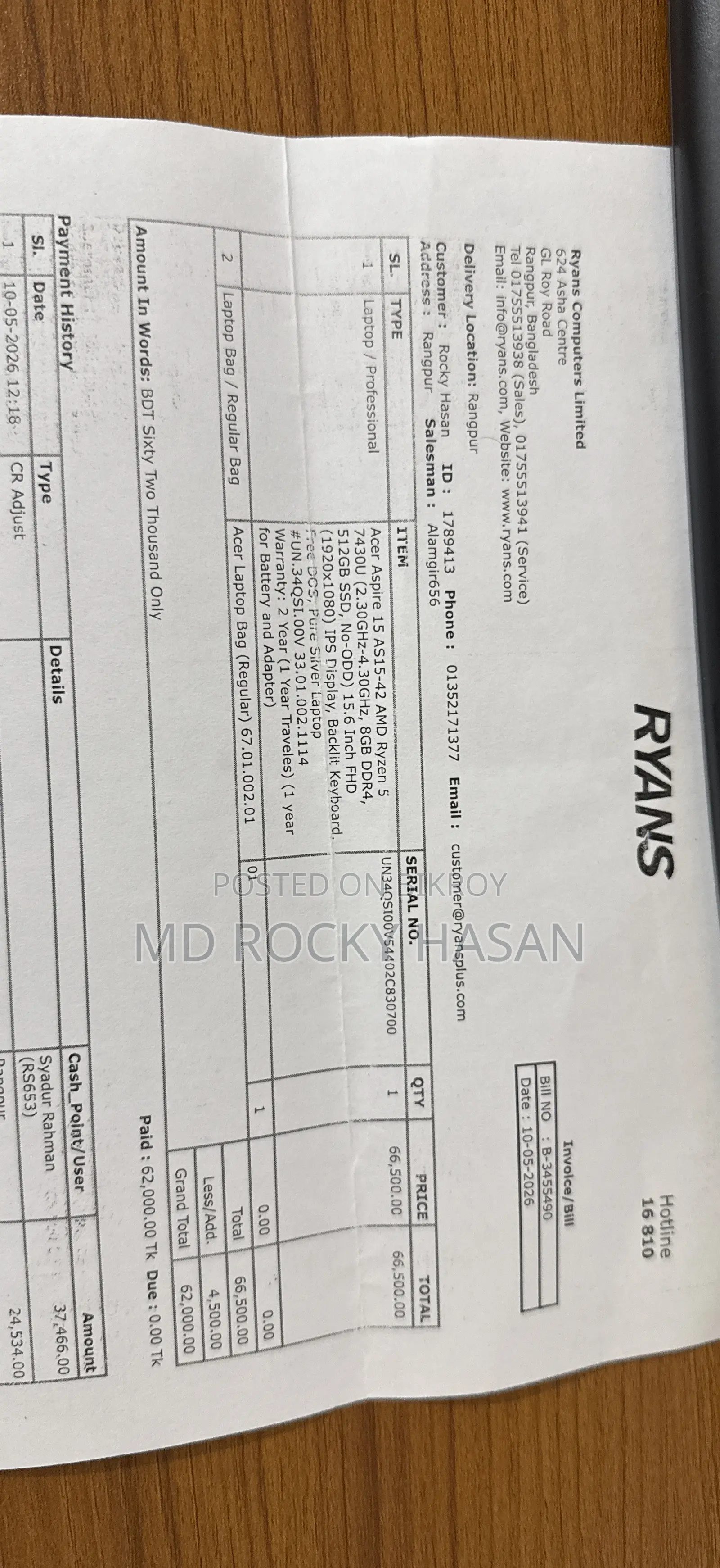 Laptop Acer Aspire 15 8GB AMD Ryzen 5 SSD 512GB