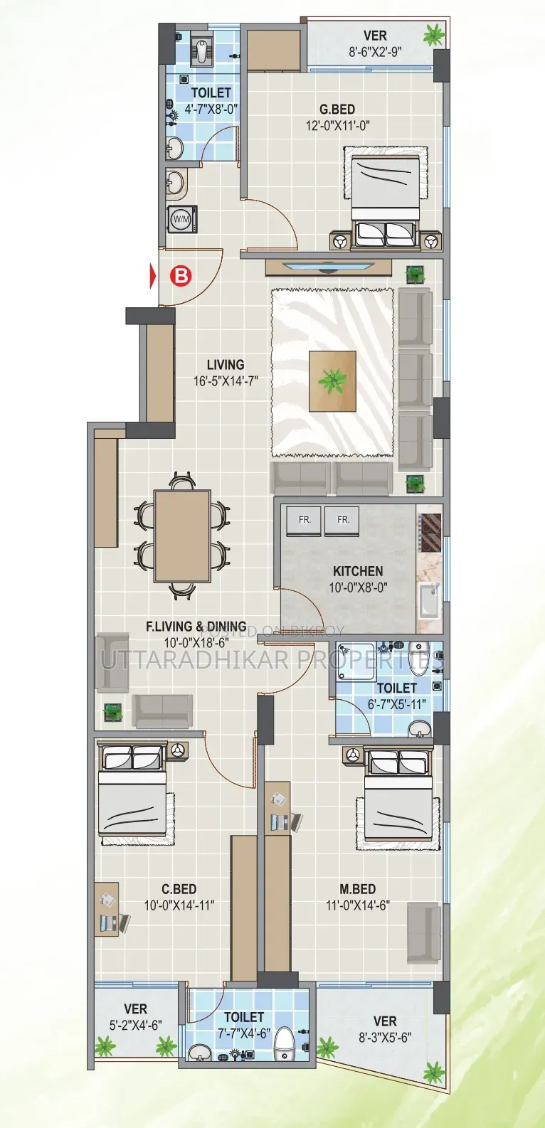 3 Bedroom Apartment in Upl Shahina Garden, Mirpur for sale
