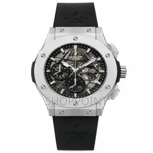 Hublot Style Silver Case Skeleton Dial Quartz Watch