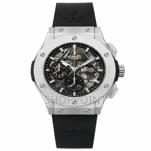 Hublot Style Silver Case Skeleton Dial Quartz Watch