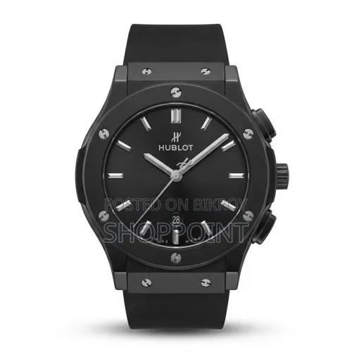 Hublot Style All Black Silicone Strap Quartz Watch for Men