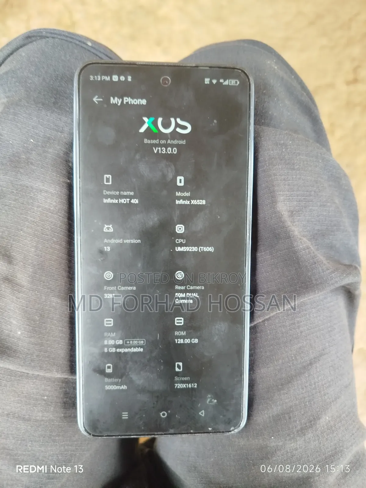 ইনফিনিক্স হট ৪০আই ১২৮ জিবি গ্রে