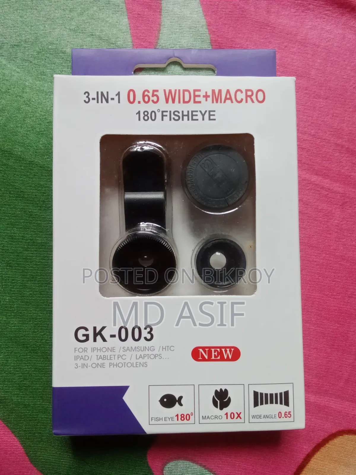 3 in 1 Clip Camera Lens Kit 180° Fish Eye | 0.67X Wide Angle