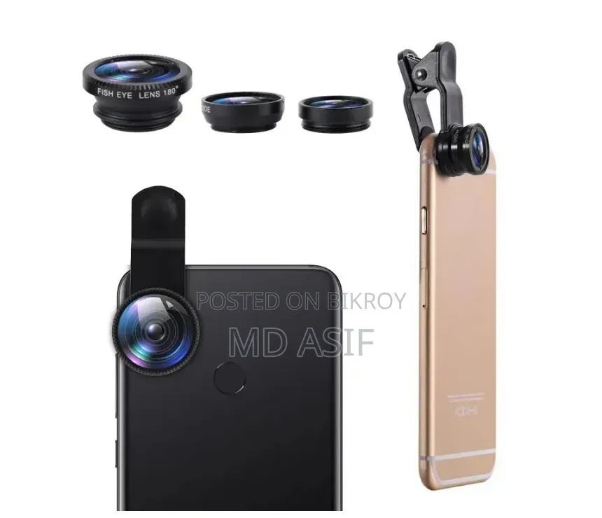 3 in 1 Clip Camera Lens Kit 180° Fish Eye | 0.67X Wide Angle