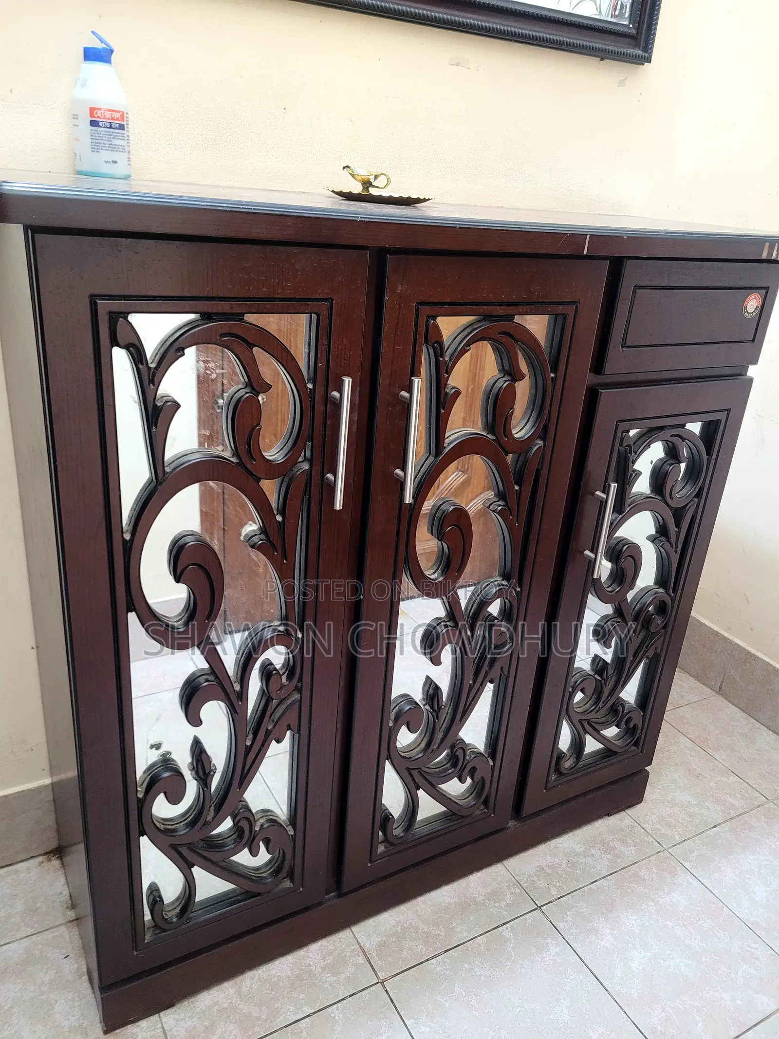 Mirror Design 3 Part Shoe Rack