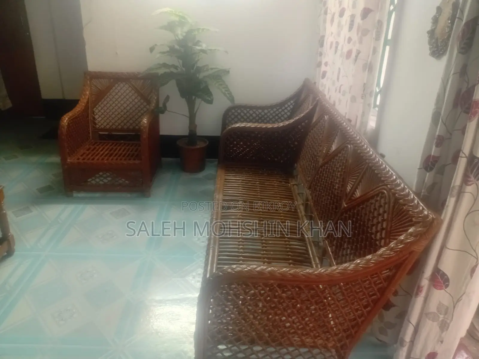 Premium Quality Handcrafted Cane Sofa Set (3+1+1) – Used