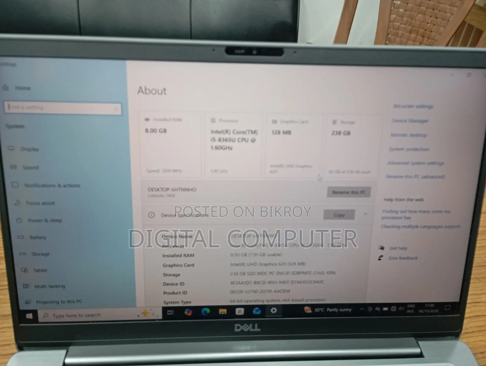 Laptop Dell Latitude 7400 8GB Intel Core i5 SSD 256GB