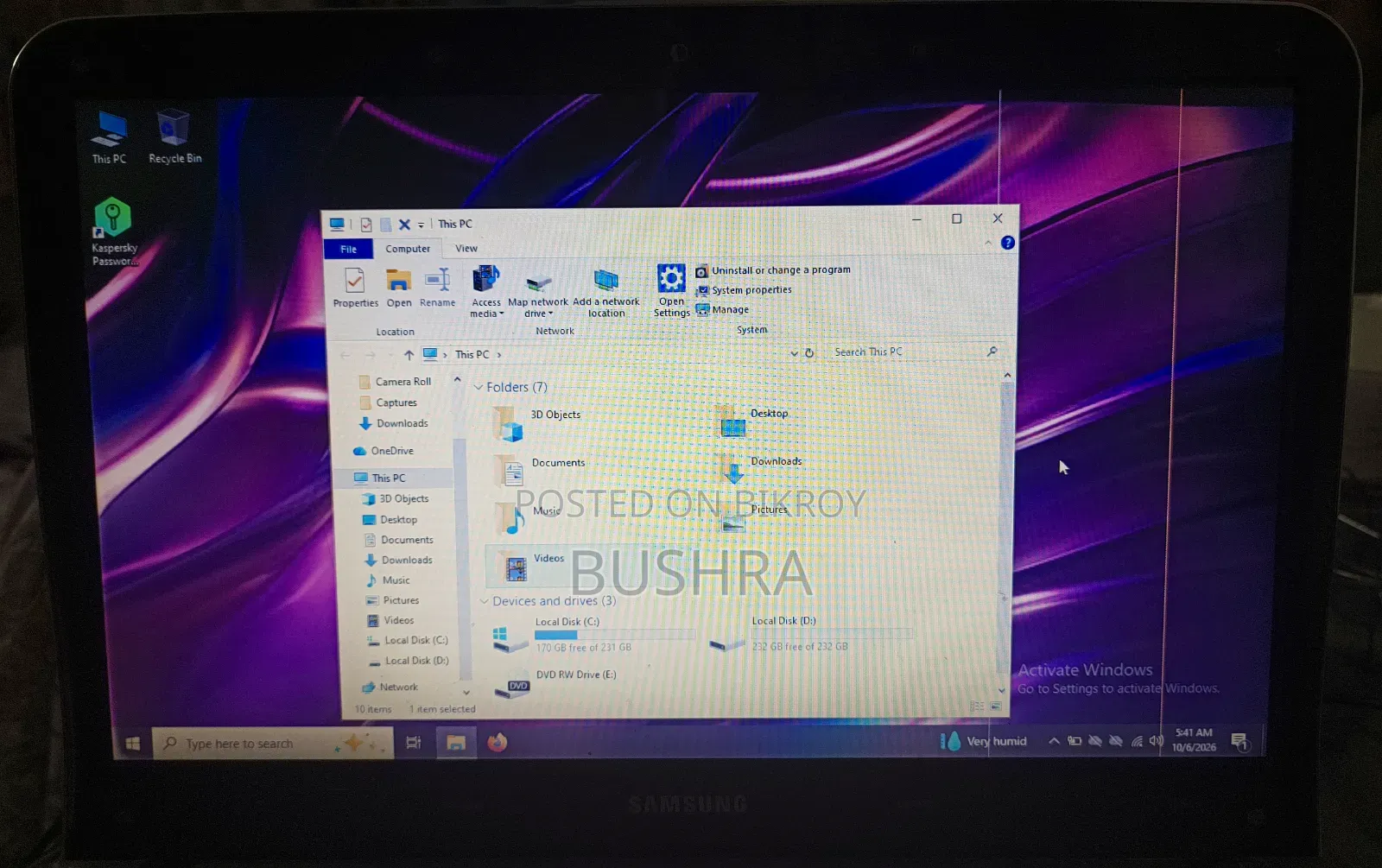 Laptop Samsung 4GB Intel Core i3 HDD 256GB
