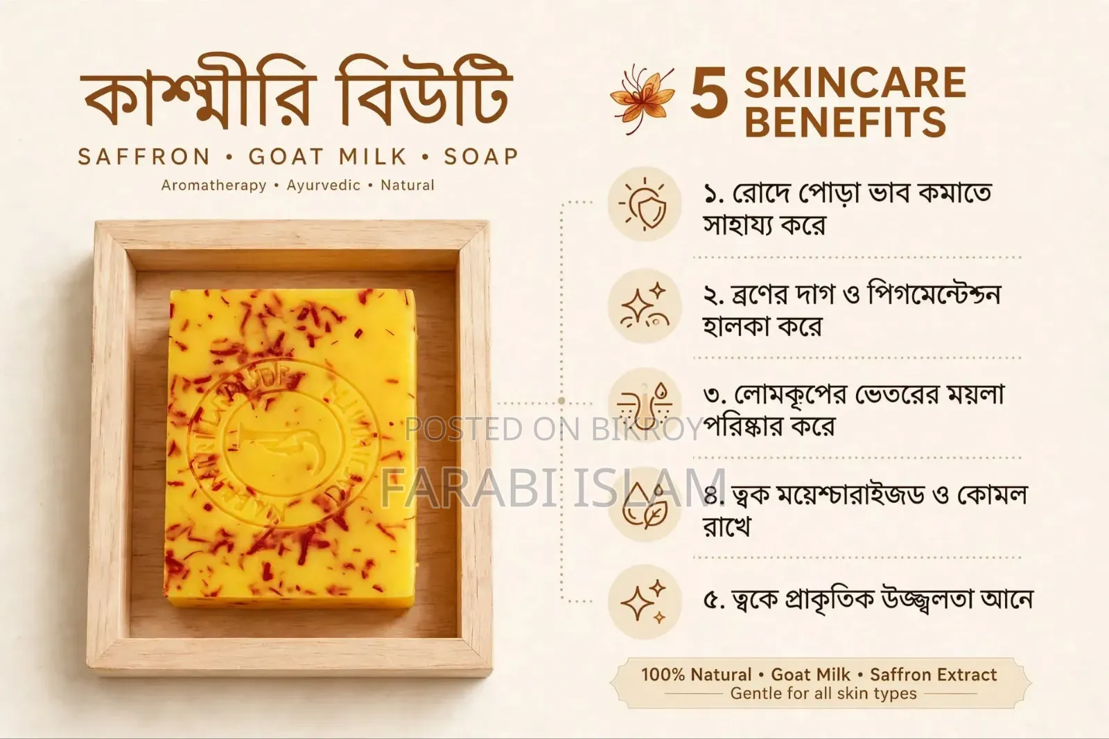 স্যাফরন গোট মিল্ক সোপ বার