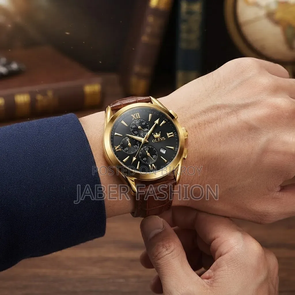 Gold-Tone Olevs Chronograph Watch