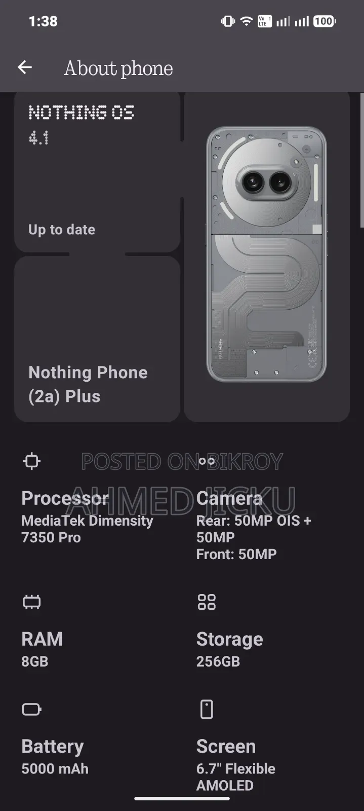 Nothing Phone 2a Plus 256 GB Gray